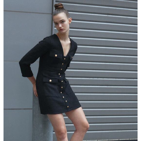 ZARA Wool-Blend V-Neck Dress NWT - Picture 11 of 16